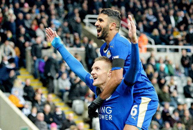Vardy and Mahrez celebrating