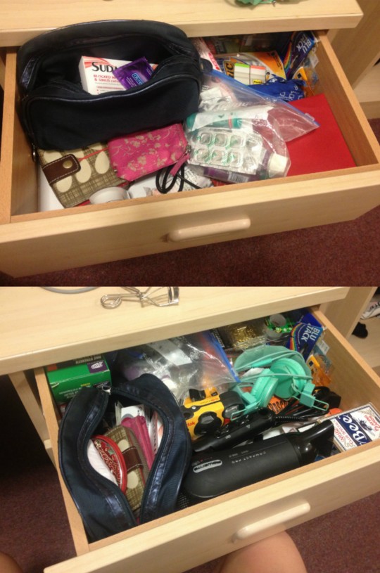It definitely looks more full after, but thats because all my shit is where it should be.