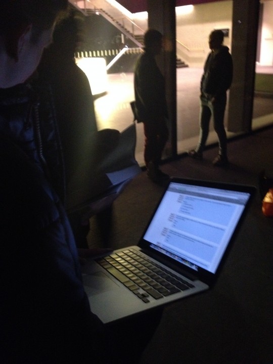 Student completing an timed test during the chaos.