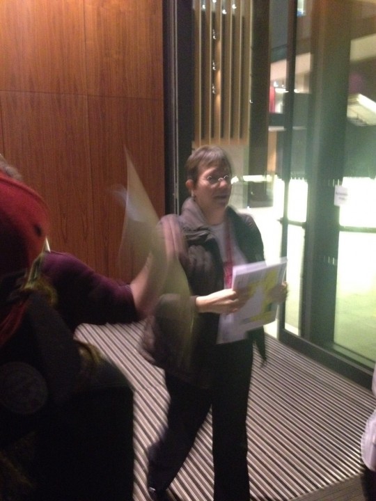 Librarians shout to tell students to move away from the building