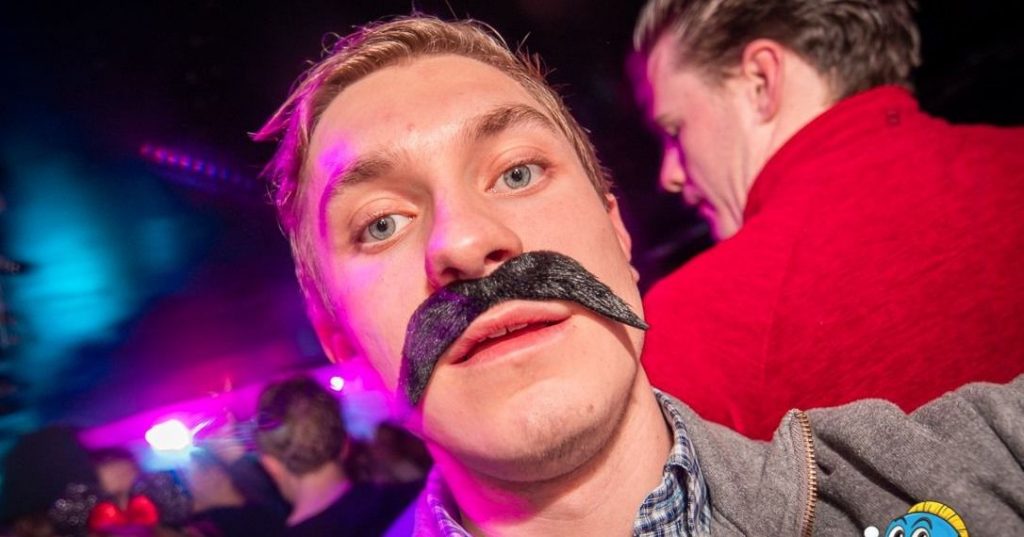 Image may contain: Portrait, Photo, Photography, Mustache, Party, Night Club, Face, Club, Human, Person