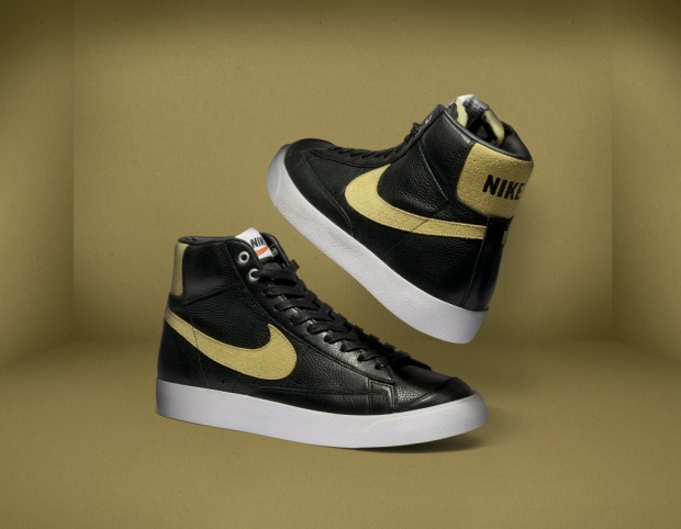 nike blazer black gold