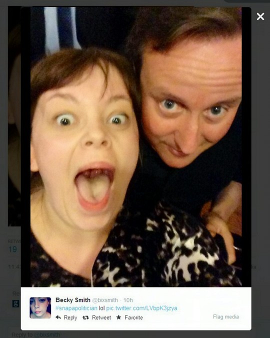 "He's all forehead": Becky Smith's selfie with the PM went viral within minutes