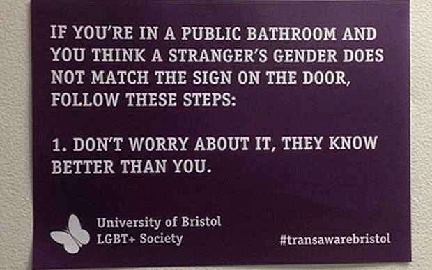 The original sign which was parodied by the "MENZ+" society