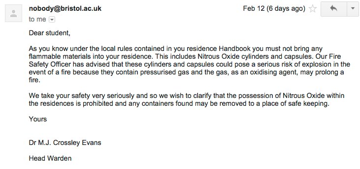 The email sent to students
