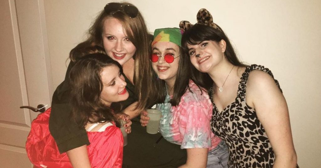 Image may contain: Child, Kid, People, Selfie, Party, Photography, Photo, Portrait, Head, Accessory, Sunglasses, Accessories, Girl, Woman, Smile, Laughing, Costume, Female, Dress, Clothing, Apparel, Person, Face, Human