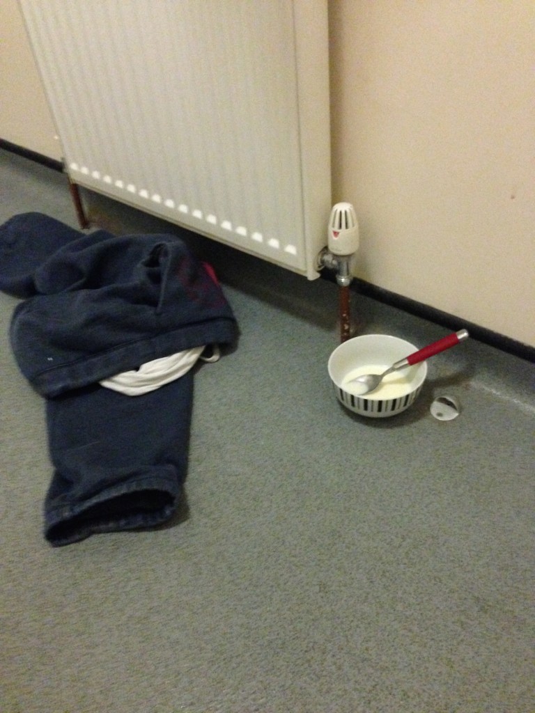 Thanks for leaving me some breakfast in the bathroom