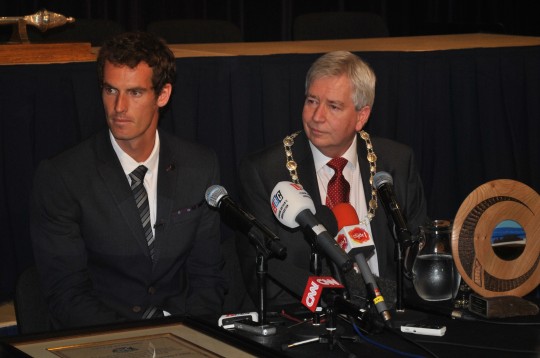 Andy Murray took questions with Stirling Provost Mike Robbins