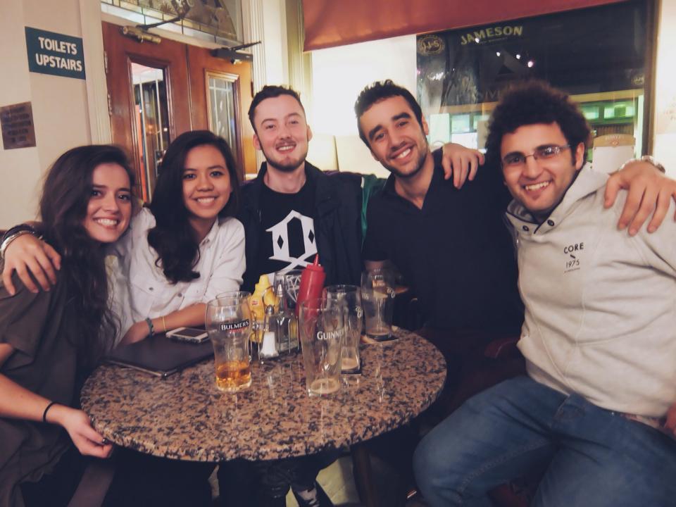 Kais and friends, with Guinness