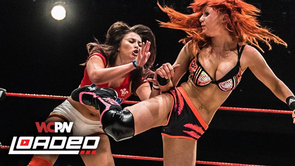 Bea Priestly (on the right) and Nixon Newell in the first WCPW women's match.