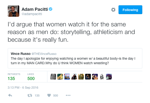 Adam Pacitti commenting on Vince Russo's rather ridicilous tweet