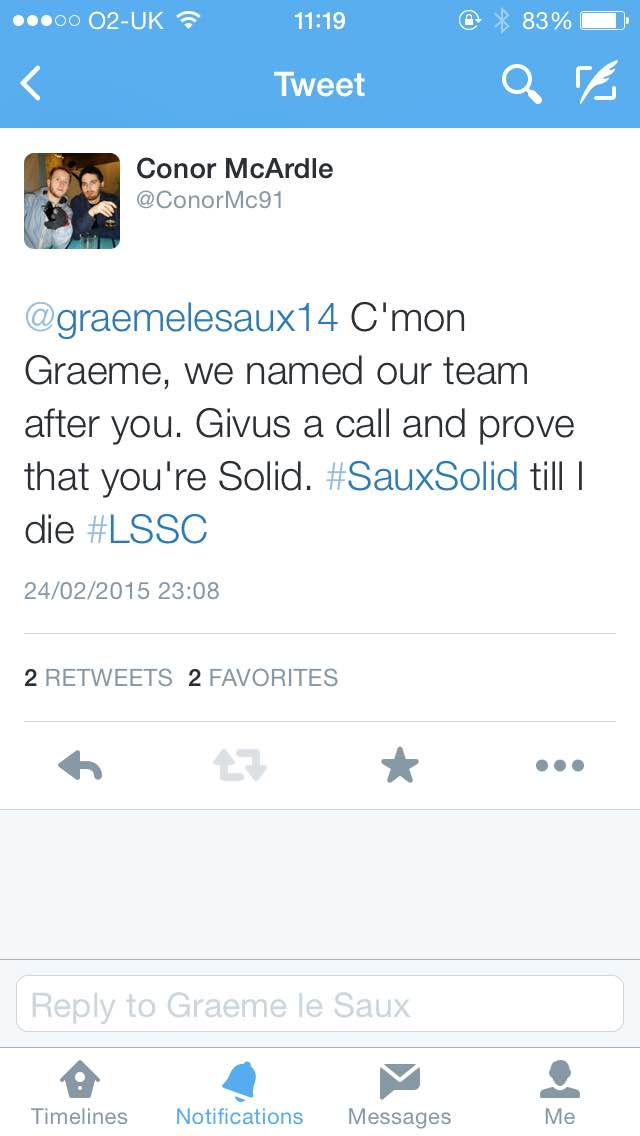 Concerted effort, via social media, to contact Mr le Saux.