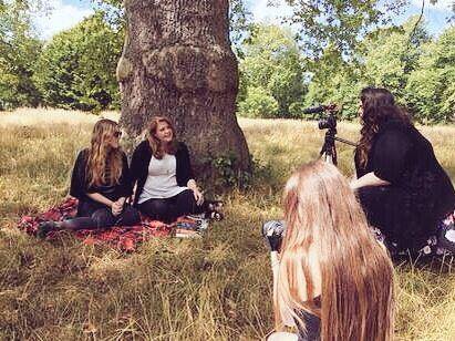 On set filming for an author event