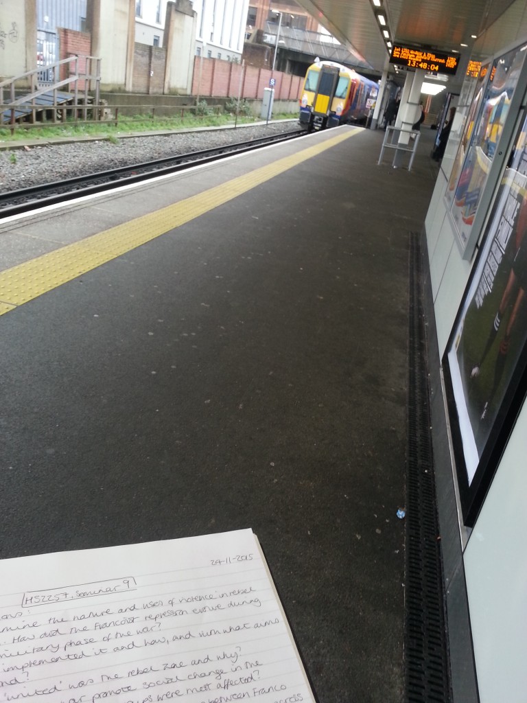 Mastering the art of preparing for seminars while waiting for the train.