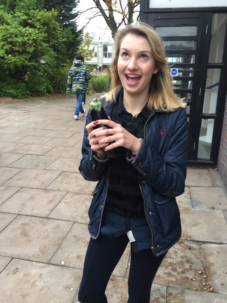 She knows how to handle an aubergine