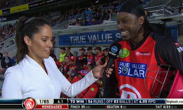 Mel's male colleagues immediately criticised Gayle for his actions