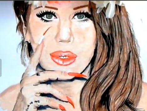 Not being able to afford materials is no excuse! - this portrait of Lana Del Rey is made entirely of make up!