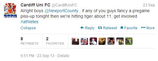Pre game banter from the Cardiff boys