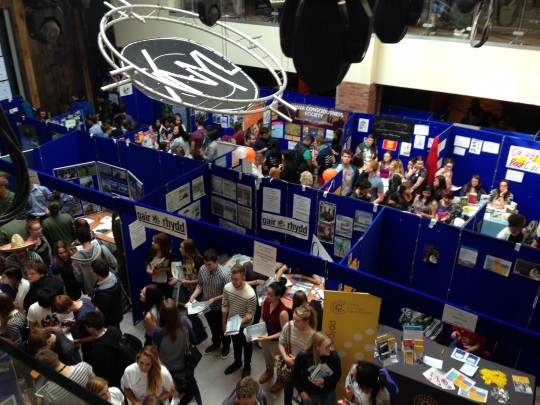 The rest of the freshers fayre continues, ignorant of the political fury going on outside.
