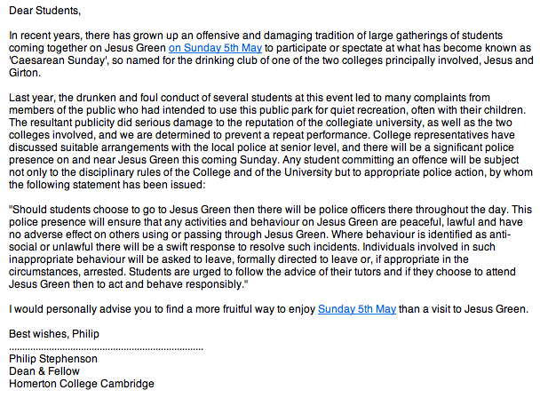 Don't go: the message is clear from Homerton Dean Philip Stephenson