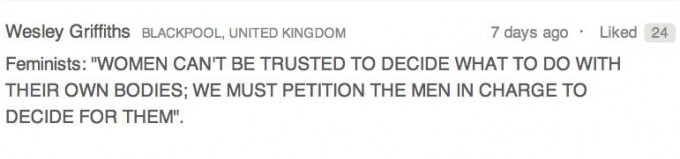 The top rated comment on the counter-petition