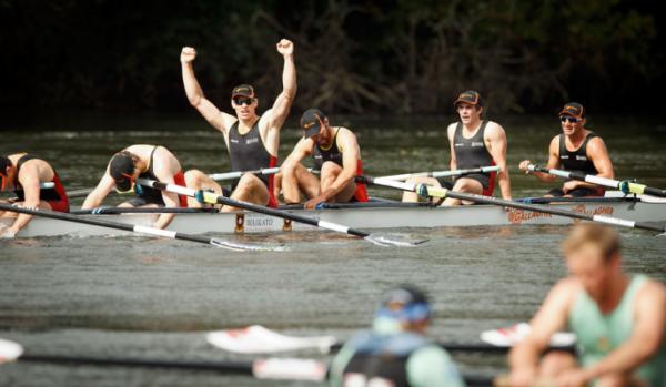 Waikato celebrating at the finish line