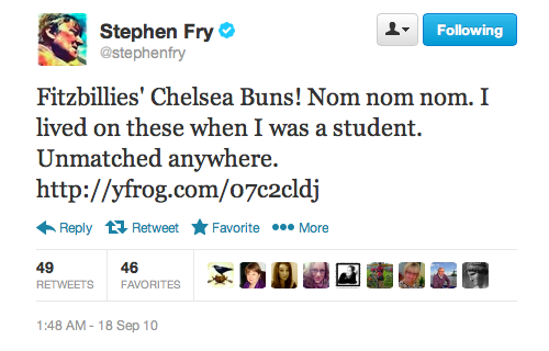 Stephen Fry is partial to a sticky bun