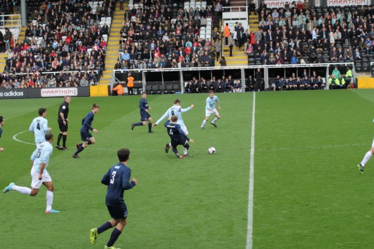 The Cambridge back four were able to hold off extreme Oxford pressure in the last ten minutes of the game.