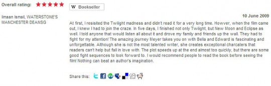 Also a fan of Twilight, apparently