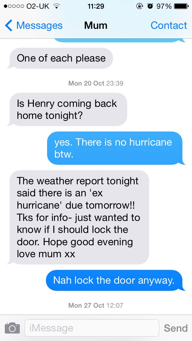 Don't do it Mum, honestly