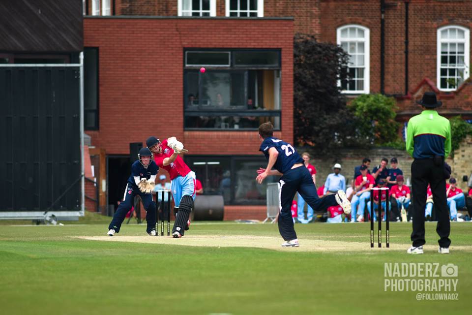 Blofield strikes the only six of the Cambridge innings