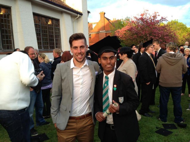 Bok and Rob at his school graduation - he was a 'straight A' student