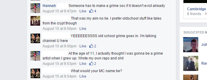 Hannah: inaugural GrimeSoc President 2k15.