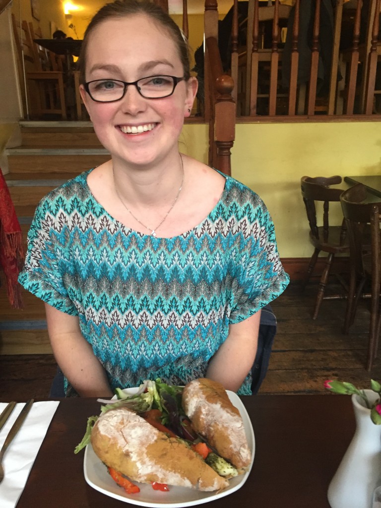 Girl with halloumi ciabatta
