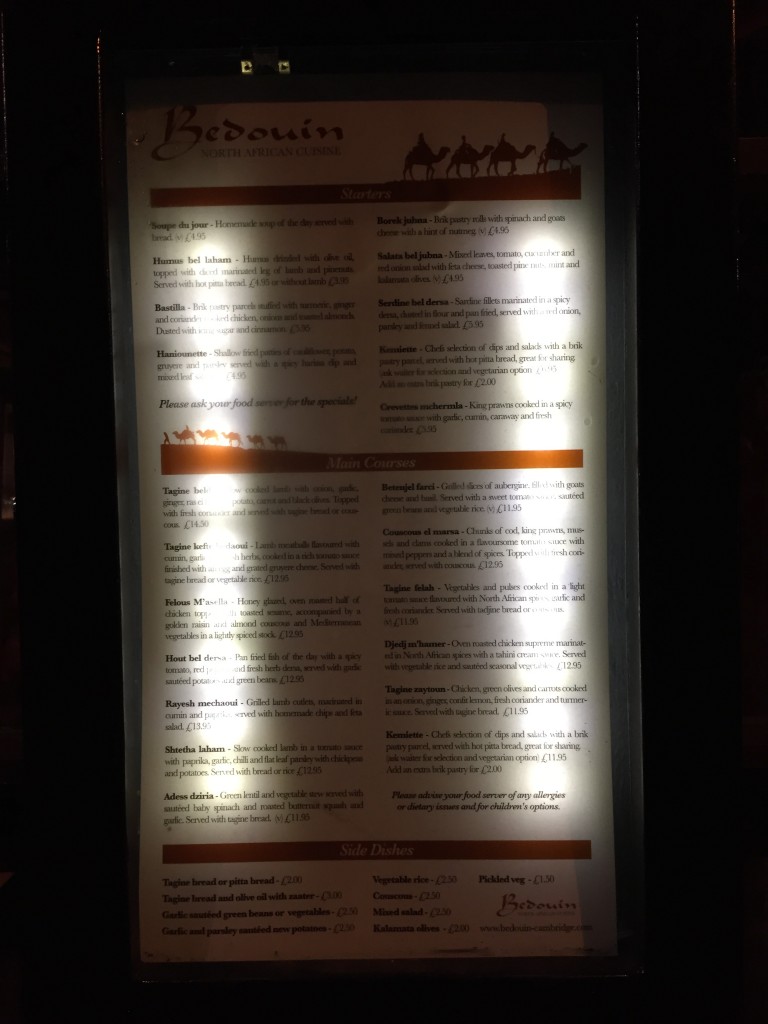 bedouin menu