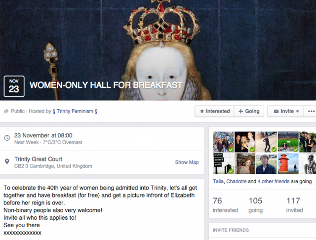 The updated Facebook event
