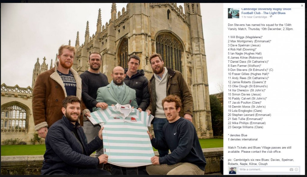 Cambridge University Rugby Blues King's College Chapel Scenic Pretty
