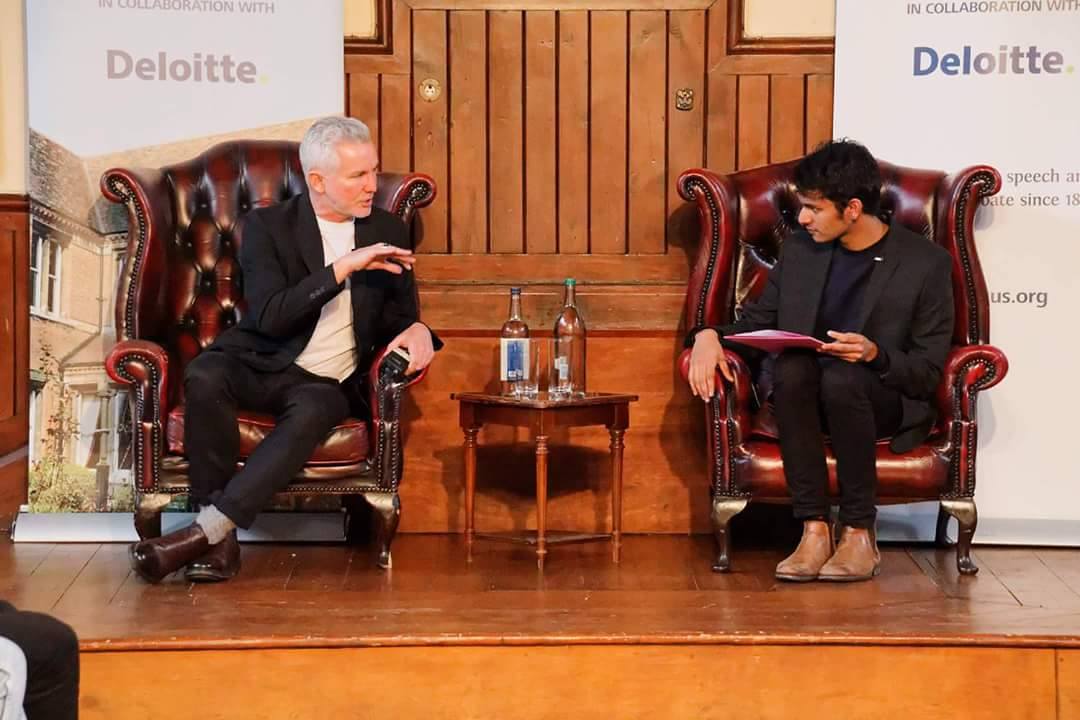 Sachin is often seen sitting in leather chairs and speaking to important people. In this case, Baz Luhrmann.