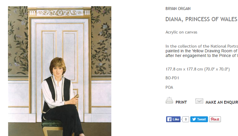 Bryan Organ is well-known for his portraits of high society, including this one of Princess Diana.
