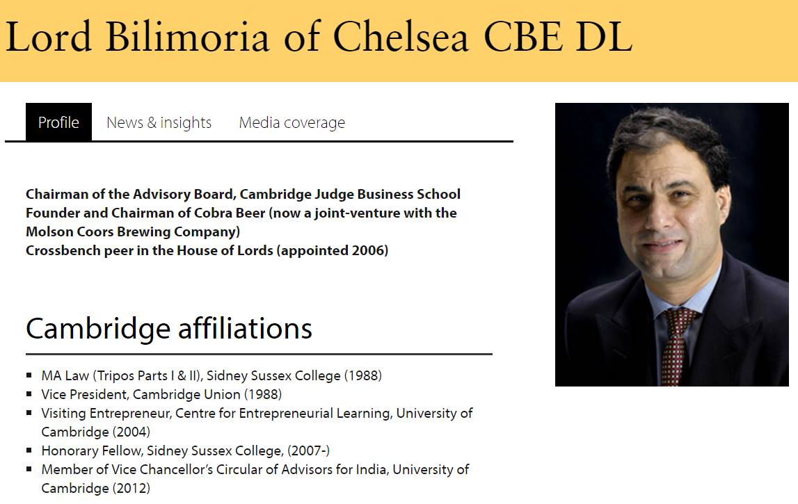 Bilimoria is one of the shareholders of a Virgin Islands company called Mulberry Holdings Asset Limited.