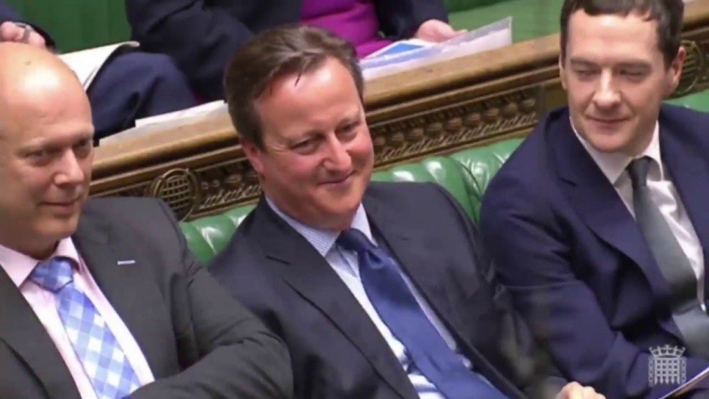 DC having a great time with the lads during PMQs.