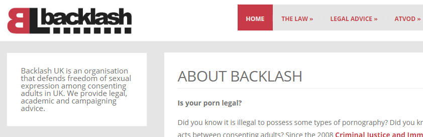 Backlash "defends freedom of sexual expression among consenting adults".