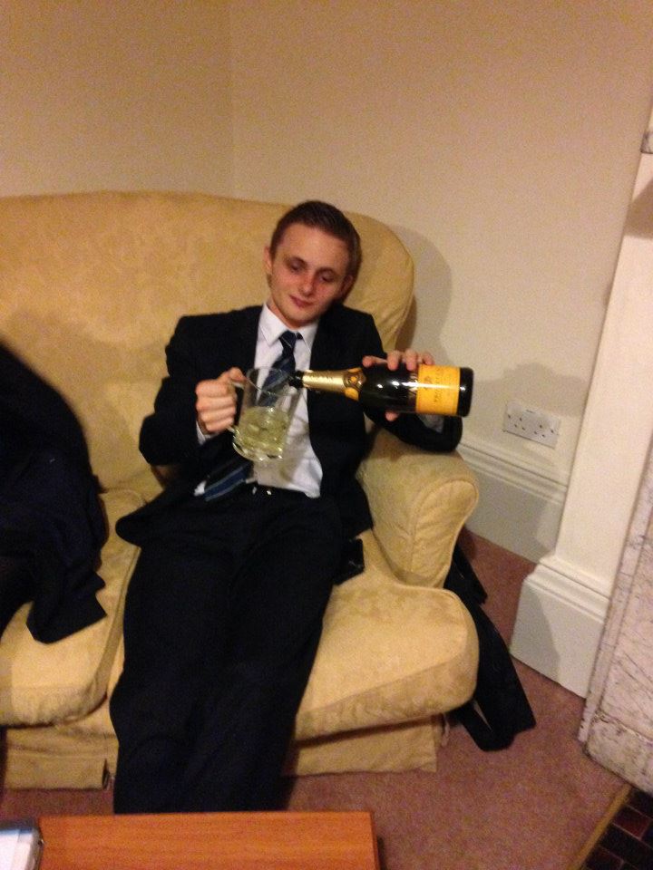 Or just drink prosecco from a glass tankard like this guy. Wanker.