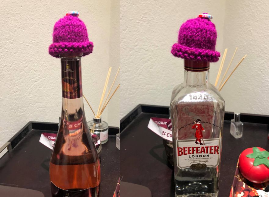 Image may contain: Bottle, Knitting