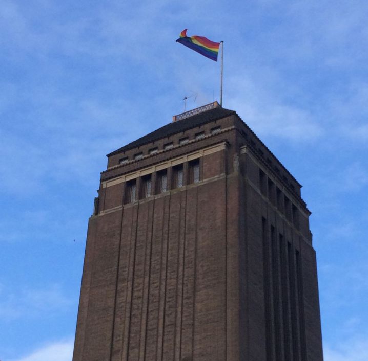 Image may contain: Tower, Building, Architecture, Symbol, Flag