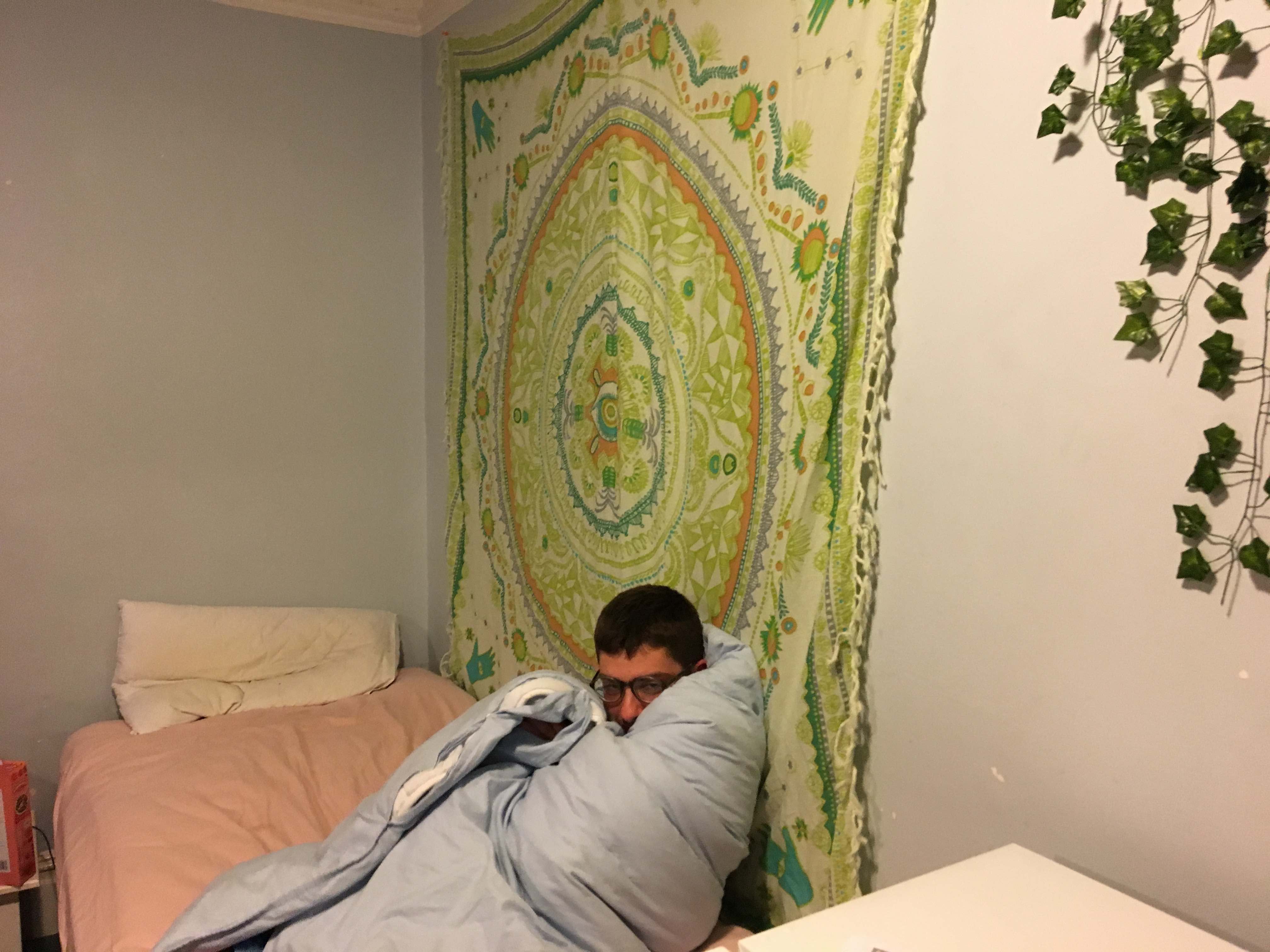 Image may contain: Cushion, Interior Design, Bed, Room, Bedroom, Indoors, Person, Human, Furniture