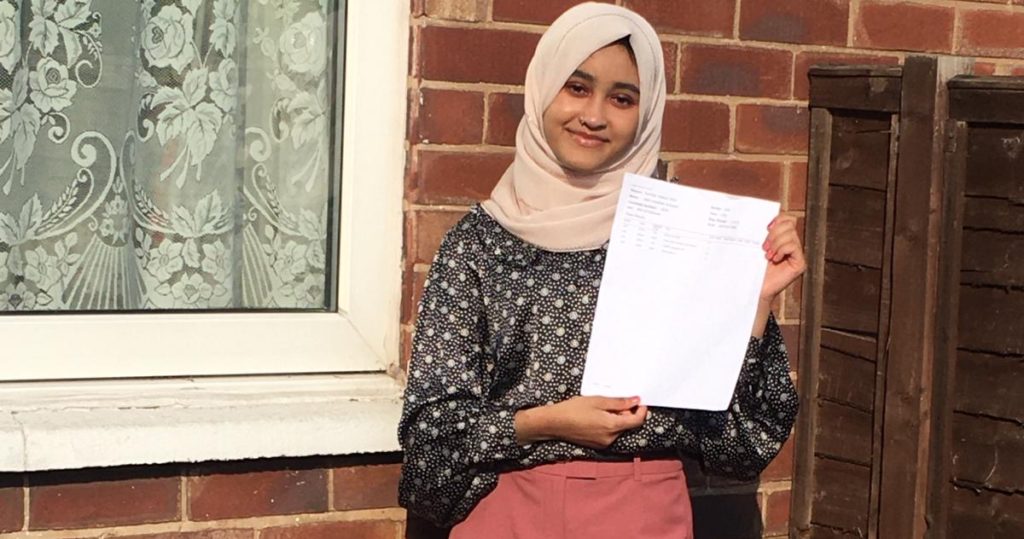 Writer Safa Al-Azami with her A-Level Results