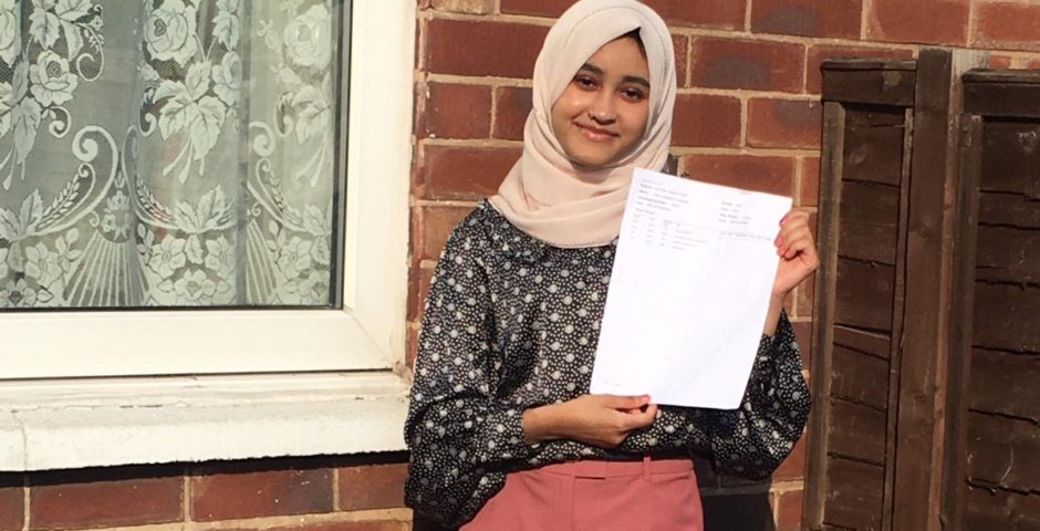 Writer Safa Al-Azami with her A-Level Results