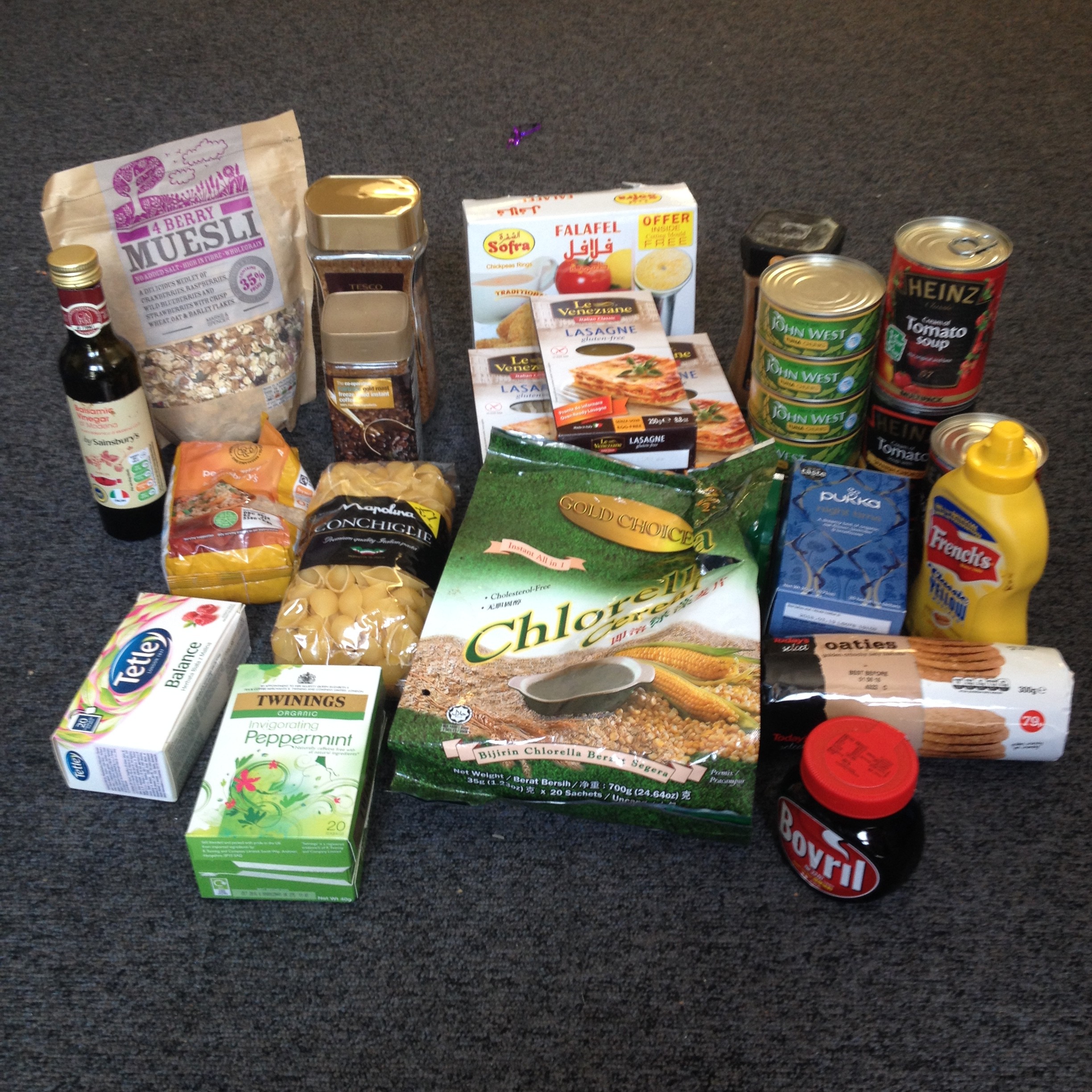 Food I have collected this week. Which I shall be taking to food bank.
