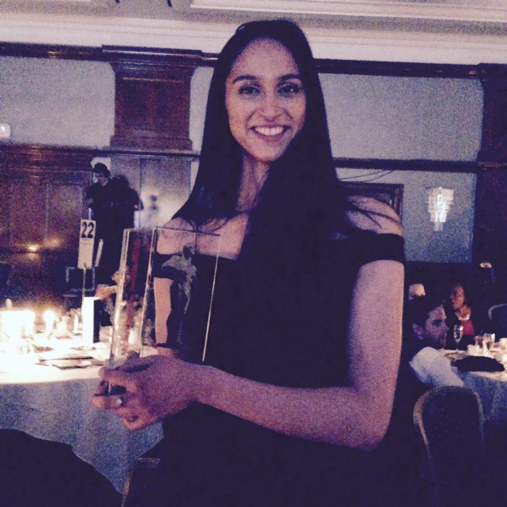 Farah with her Midlands Business Young Entrepreneur Award 2015